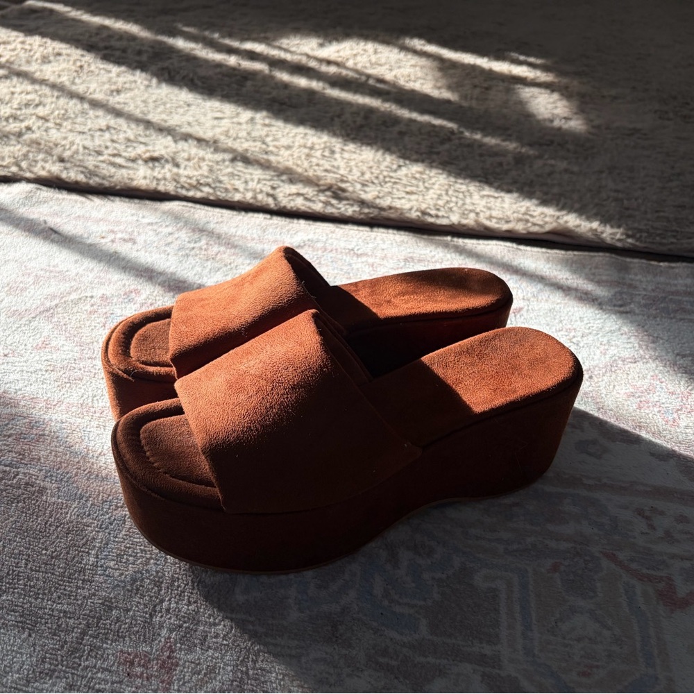 Brown Platform Slide Sandals